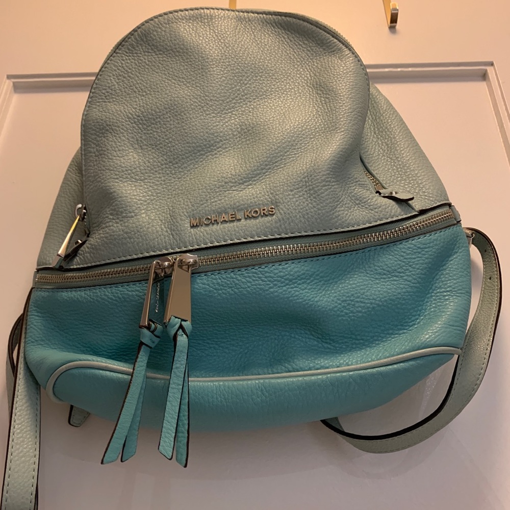 Light blue leather Michael Kors backpack
